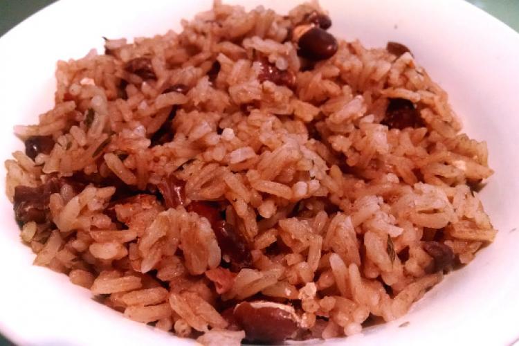 simple rice and peas